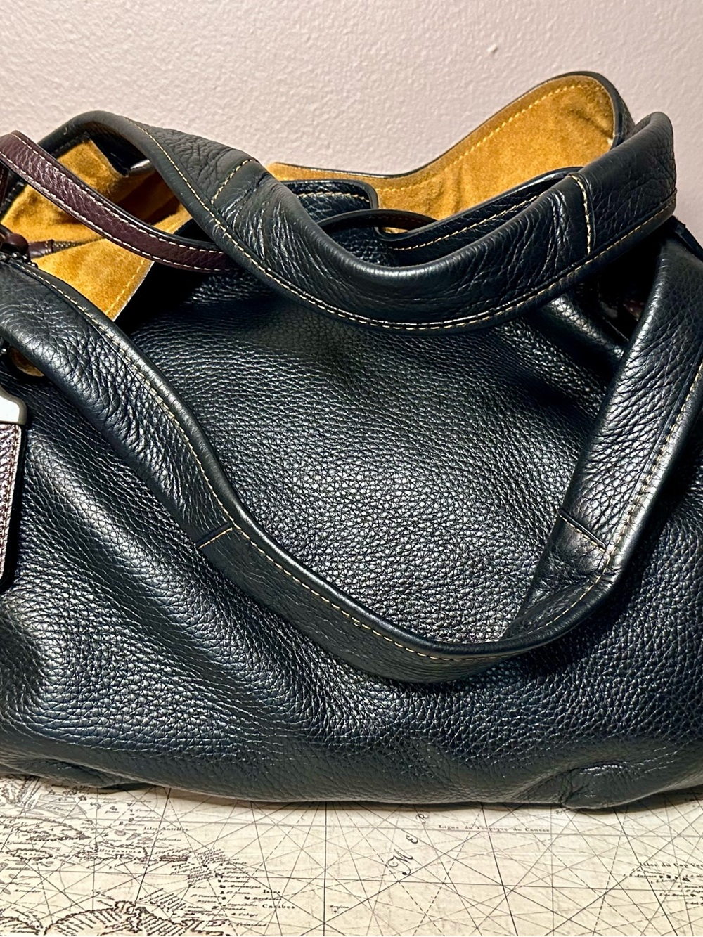 Coach 1941 Bandit Hobo 39 Black Pebble Leather Goldenrod Suede Shoulder Bag36223